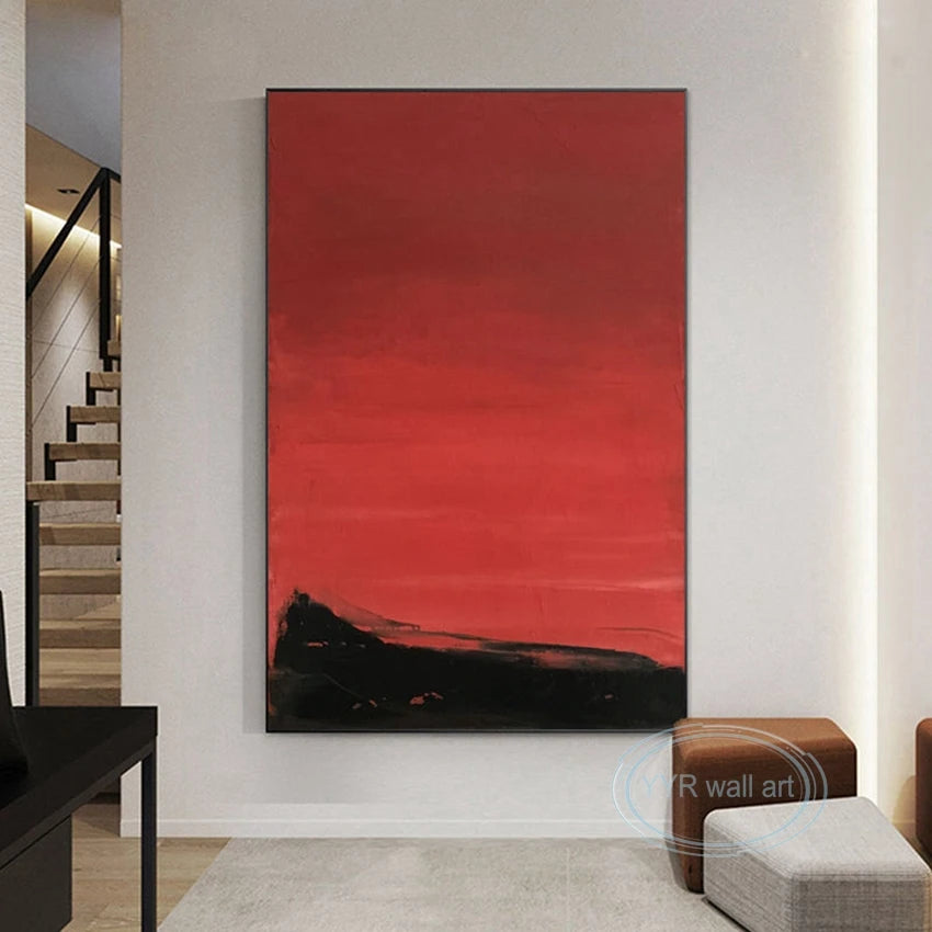 Red & Black Abstract Hand-Painted Canvas Wall Art | Nordic Décor Hand-Painted Canvas Art Peaceful Pleasures Health and Wellness