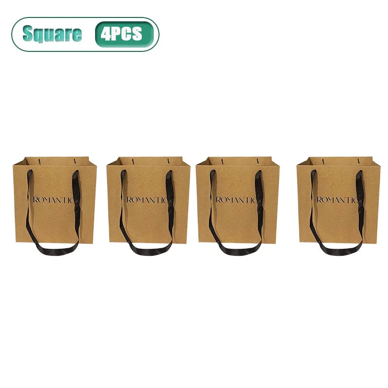 Kraft Paper Tote Bags with Satin Handle | Gift & Wedding Bags