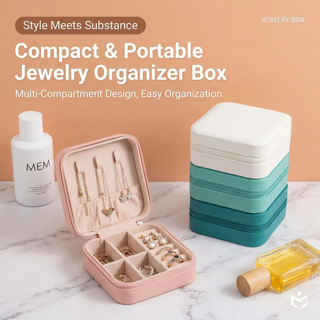 Mini PU Jewelry Organizer Box – Travel Case for Women
