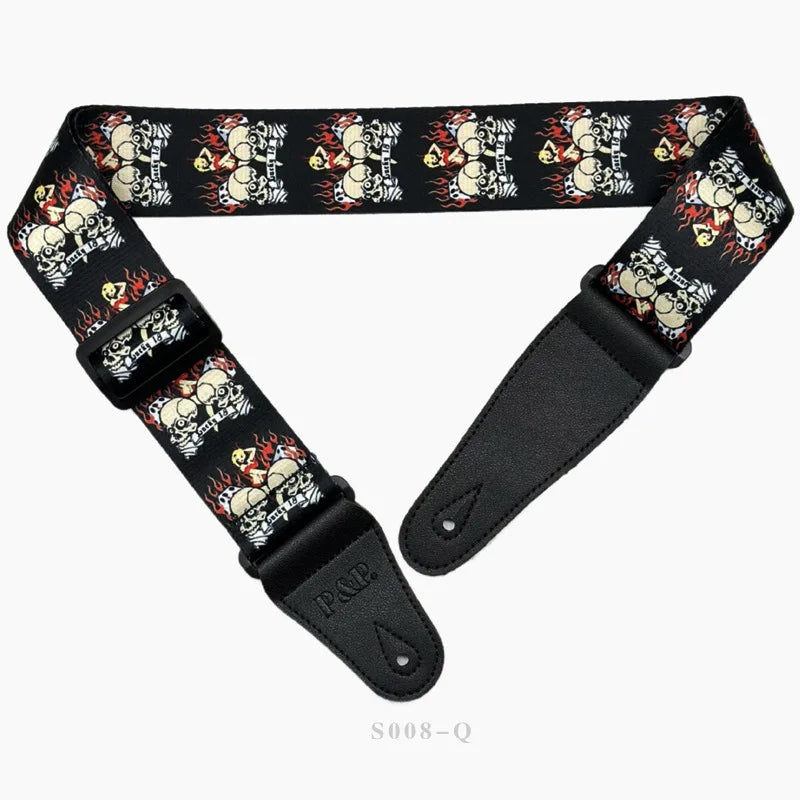 PP Guitar Strap Electric Wood Heat Transfer Musical Instrument Printed