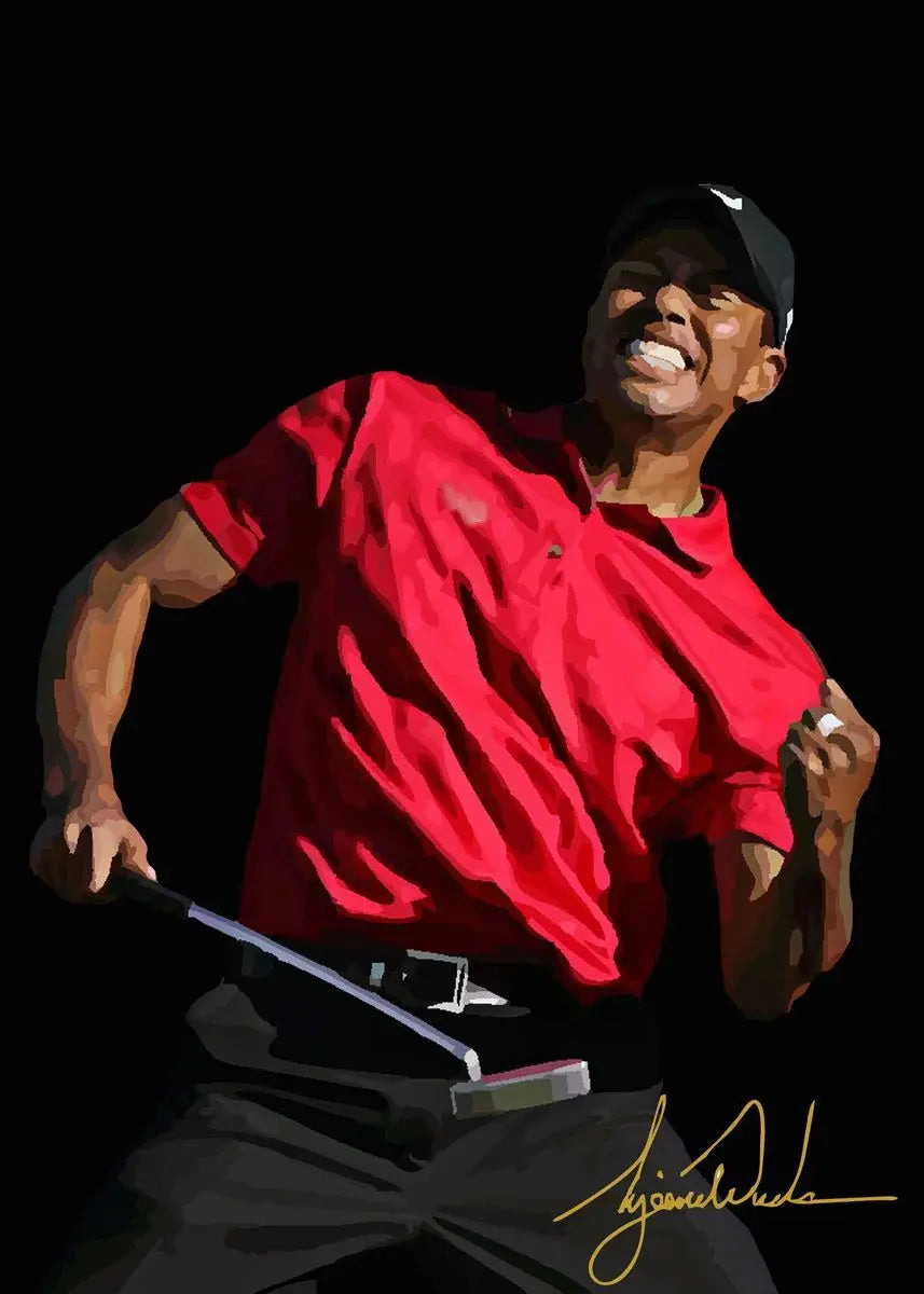Tiger Woods Golf Portrait Canvas Wall Art | Fan Gift Poster