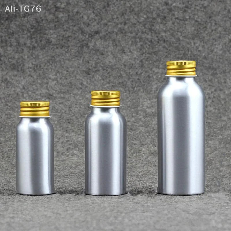 Gold Aluminum Refillable Travel Bottle 50ml–250ml Screw Cap