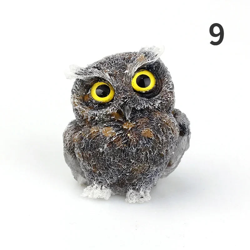 Natural Crystal Stone Gravel Owl Animal Crafts Hand Made Small