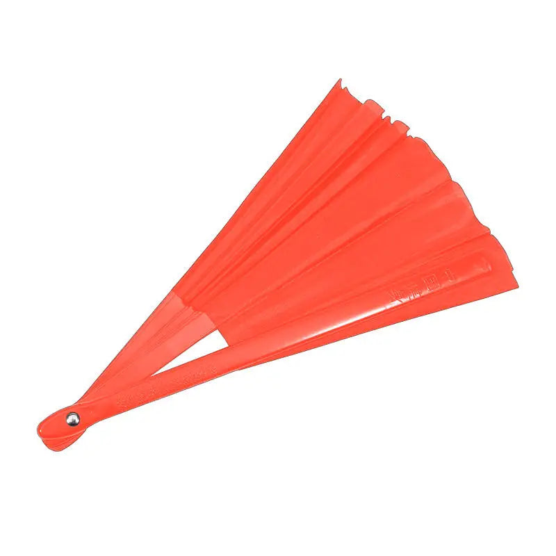 Chinese Style Solid Folding Fan Cloth Blank Plastic Handheld Fan Antiquity Taichi Dance Performance Morning Exercise Accessories Peaceful Pleasures Health and Wellness 2pcs red