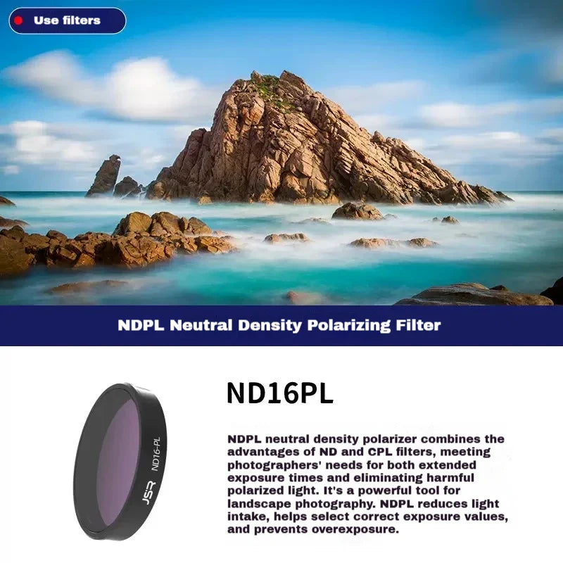 JSR Lens Filters for DJI Osmo Action 5 Pro/4/3 – UV CPL ND Set