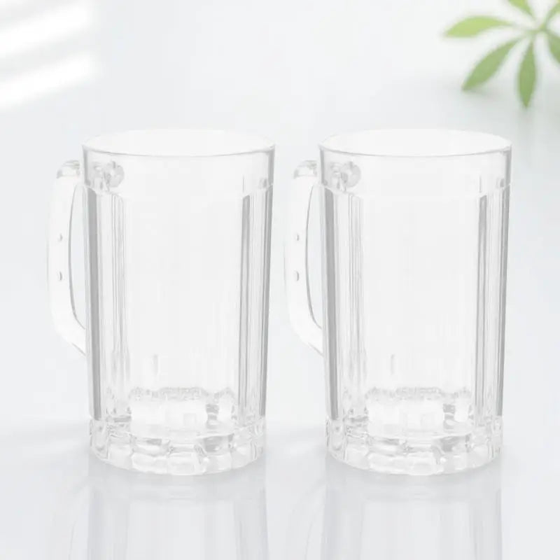 2Pcs 500Ml Extra Thick Plastic Beer Mug Handle Fine Workmanship Non Slip Base Ideal for Beer Water Juice Coffee Soda Peaceful Pleasures Health and Wellness
