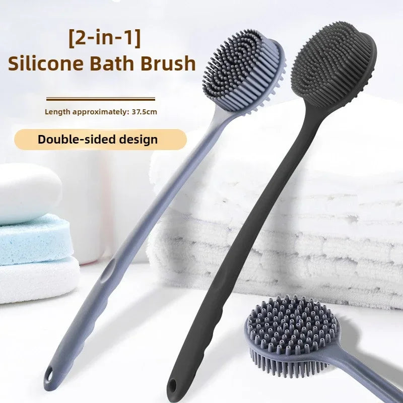 Long Handle Silicone Bath Brush – Dual-Sided Body Exfoliator Bath & Body Brush Peaceful Pleasures Health and Wellness