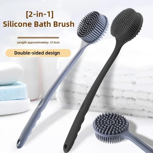 Long Handle Silicone Bath Brush – Dual-Sided Body Exfoliator Bath & Body Brush Peaceful Pleasures Health and Wellness
