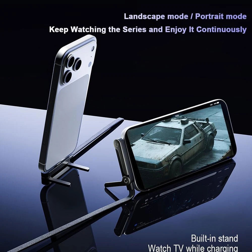 240W USB-C Fast Charging Cable with Foldable Phone Stand