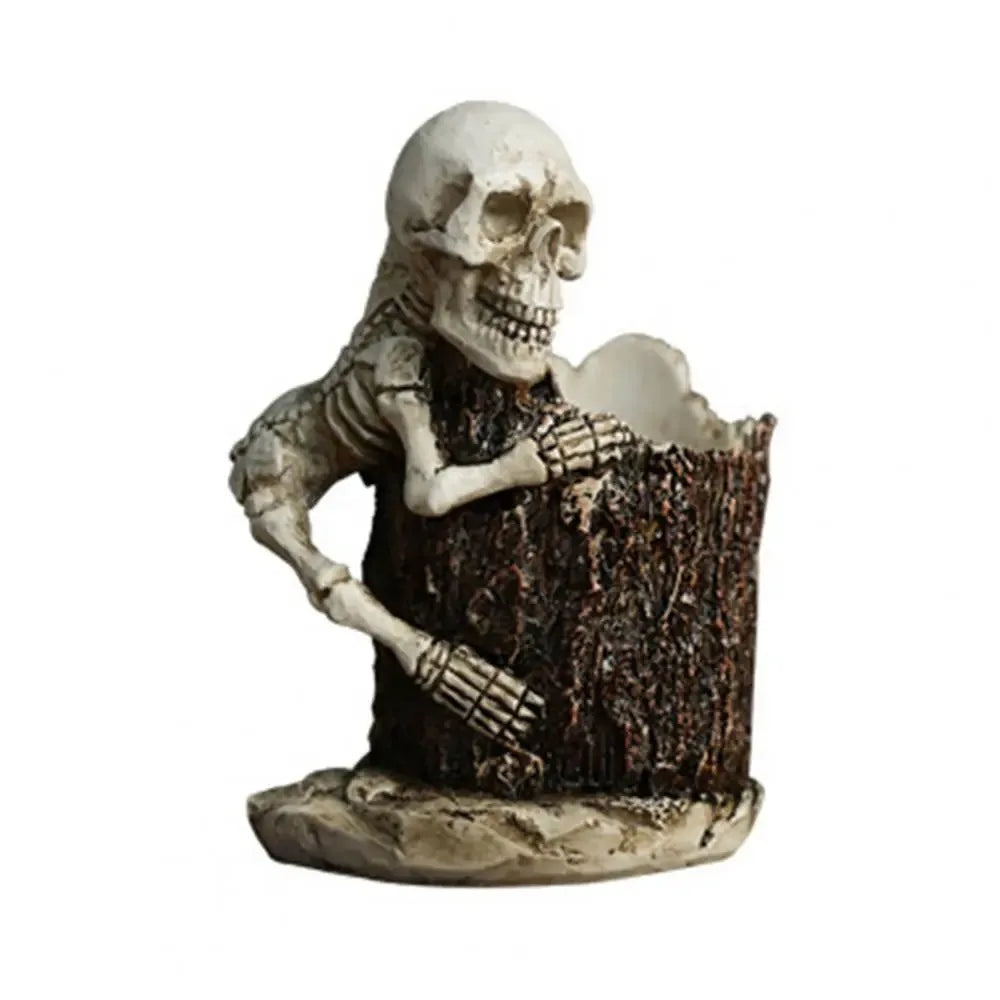 Scary Halloween Skull Pen Holder Resin Crafts Festival Skulls Pencil Storage Bucket Funny Skeleton Toothbrush Holder Peaceful Pleasures Health and Wellness Style 3