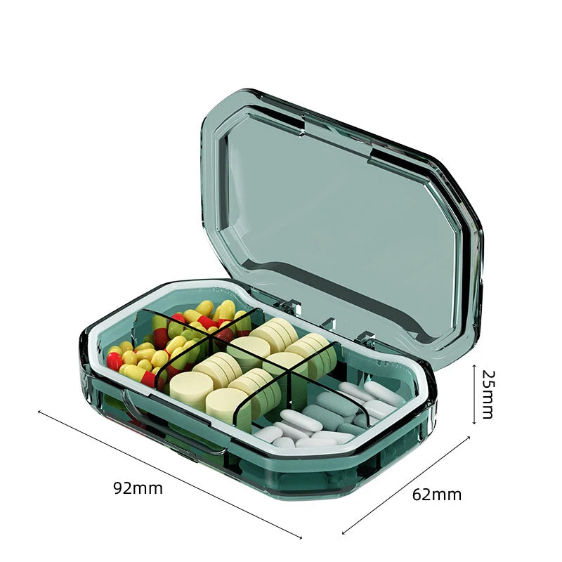1Pcs Portable Travel Pill Organizer 4/6 Grids Moisture Proof Pill Case Medicine Container Daily Medicine Vitamin Supplement Box Peaceful Pleasures Health and Wellness 6 grids Green