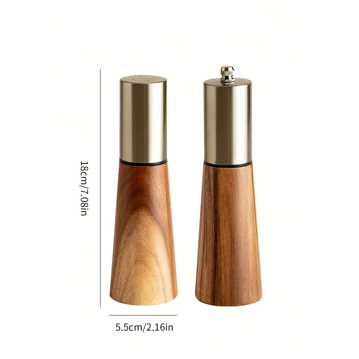2PCS Salt Shaker Set & Durable Wooden Pepper Grinder with Hand Fill Salt Shaker, Pepper Grinder with Ceramic Grinding Core Peaceful Pleasures Health and Wellness