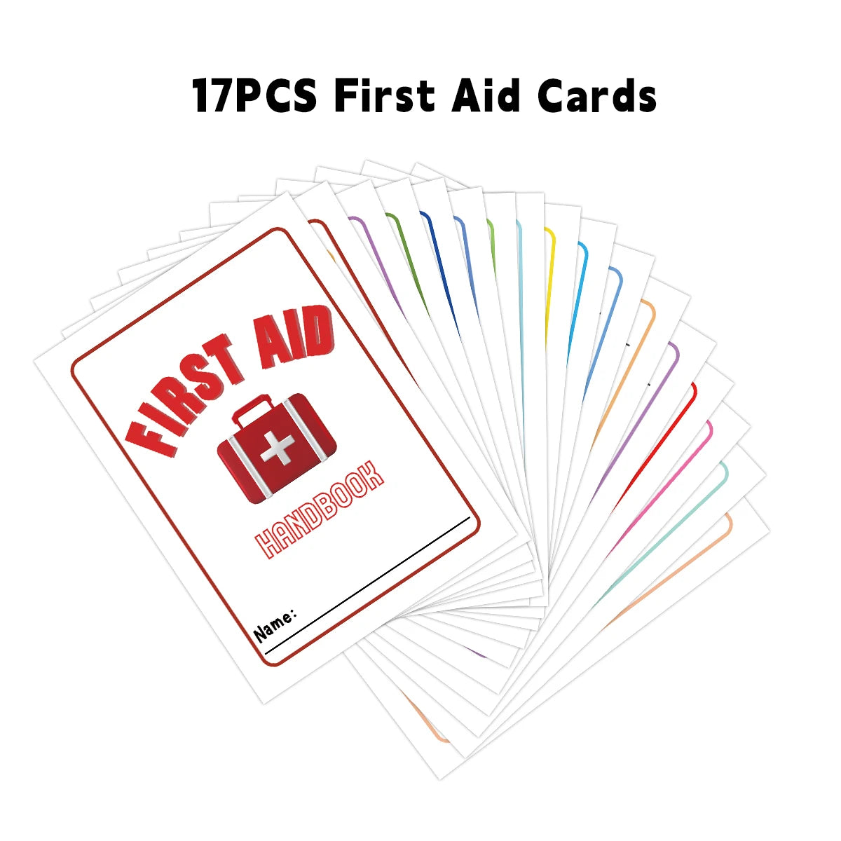 17pcs First Aid Wallet Pocket Flash Cards Guide With Basic First Aid Knowledge Emergency Cards For Home, Travel, Or Workplaces Peaceful Pleasures Health and Wellness 17pcs
