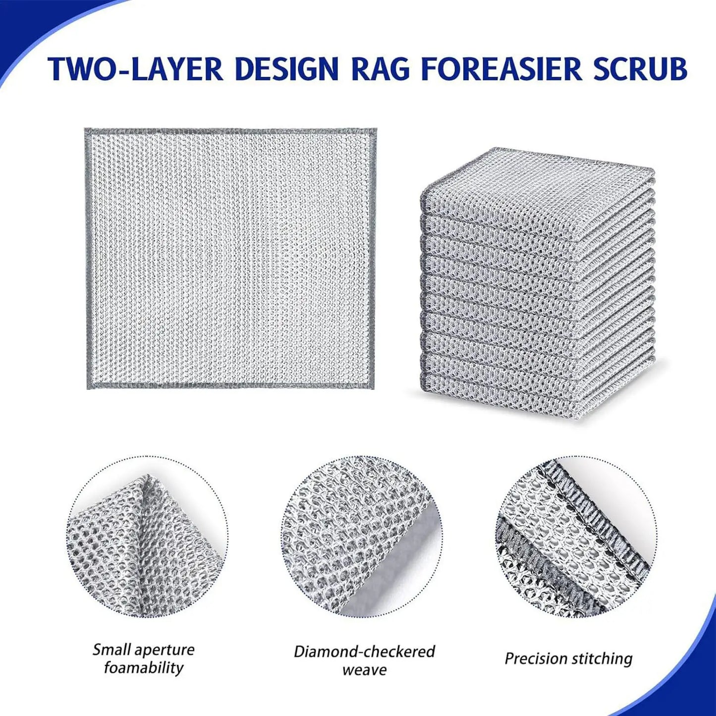 10-Pack Non-Scratch Wire Dishcloths | Reusable Kitchen Cloths