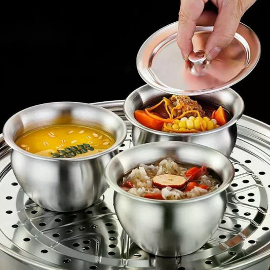 Stainless Steel Steaming Bowl with Lid | Soup, Rice & Egg Steaming Bowl Oasis Select Default Title
