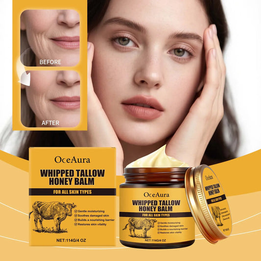 OceAura Beef Tallow & Honey Balm | Deep Hydrating Face Cream Facial Moisturizer Balm Peaceful Pleasures Health and Wellness