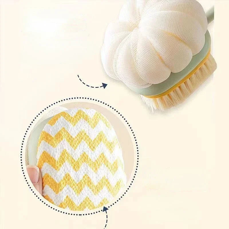 High quality Double-Sided Bath Brush Long Handle Soft Bristle Household Body Cleaner Detachable Towel Ball Body Bath Brush Peaceful Pleasures Health and Wellness