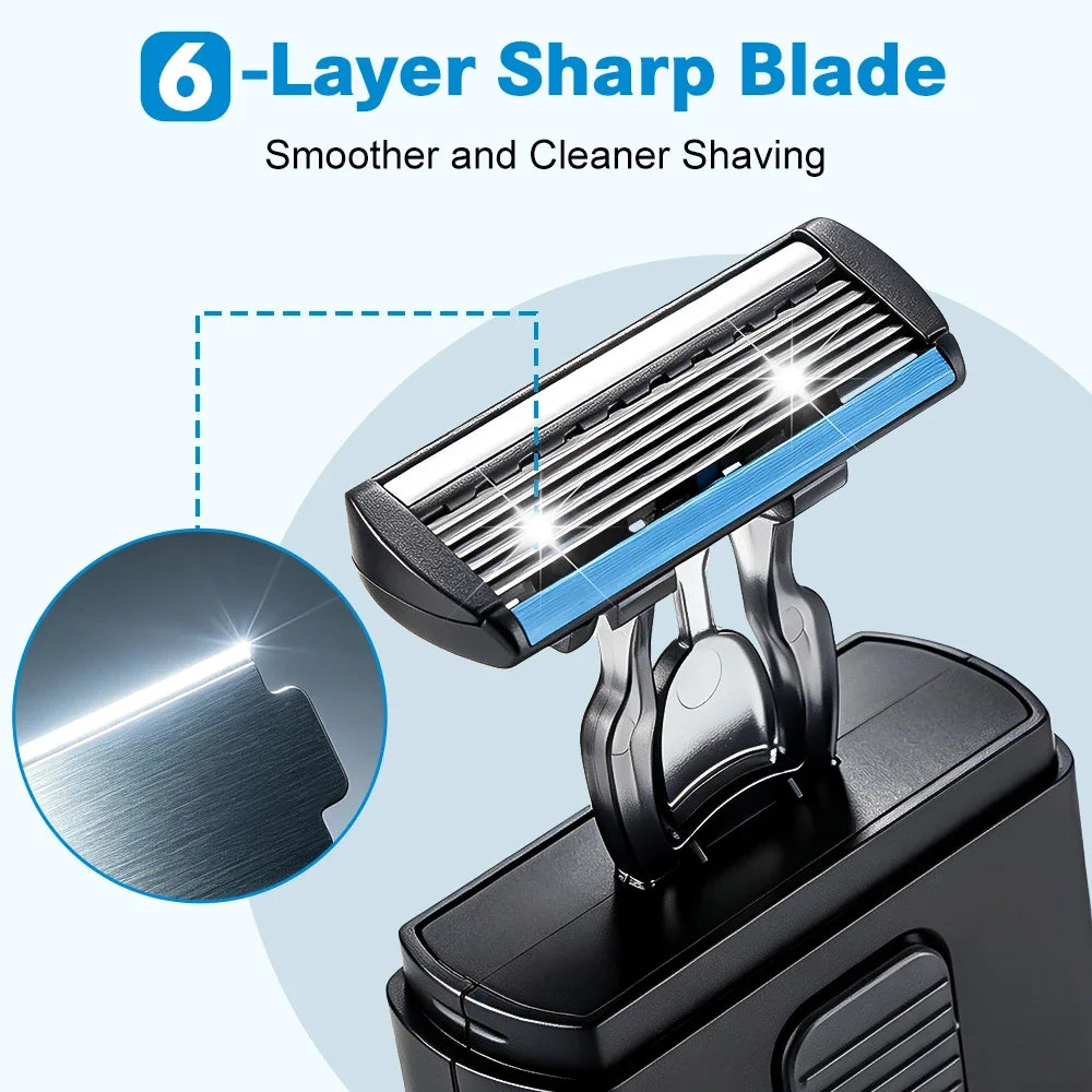 Mini 6-Blade Retractable Pocket Razor | Men's Travel Shaver