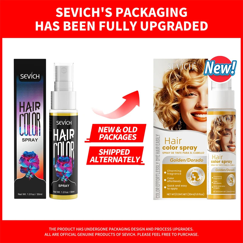 Sevich Hair Color Spray – Temporary Hair & Beard Dye, Long-Lasting, 5 Colors 30ml Peaceful Pleasures Health and Wellness Gold