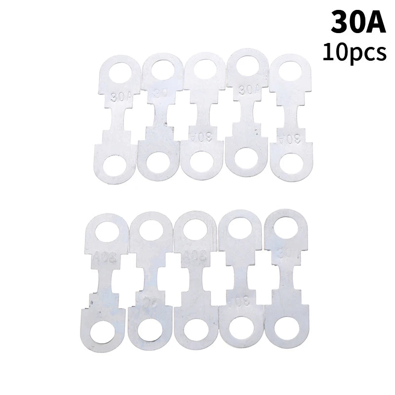 10-Pack Automotive Flat Zinc Fuses 30A–150A 32VDC Car Insert