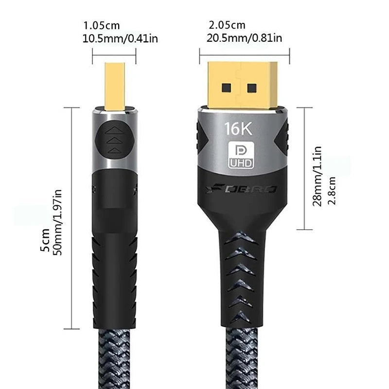 16K DP 2.1 8K@120Hz 4K@240Hz 80Gbps HDR Video Audio Displayport Cable Display Port for Laptop TV Xbox Projector Gaming Monitor Peaceful Pleasures Health and Wellness
