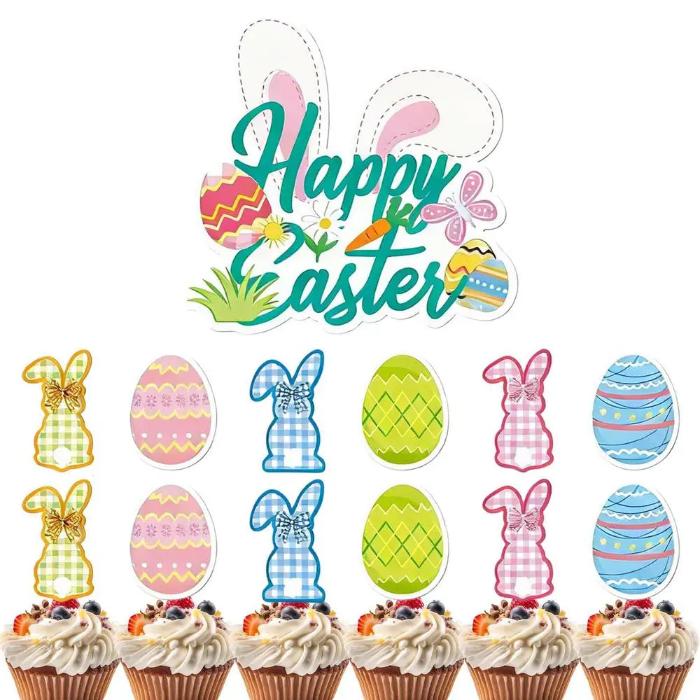 Easter Banner Bunny Egg Pattern Bunting Sign Easter Banners For Front Door For Farmhouse Mantle Fireplace Tree Wall Window Peaceful Pleasures Health and Wellness Insert cards China Mainland