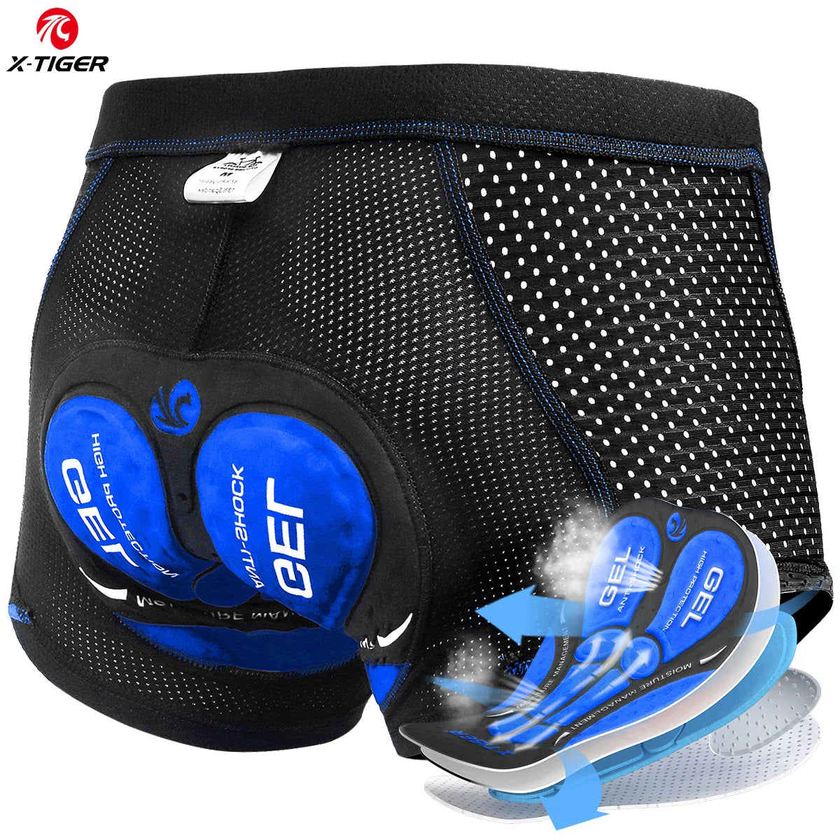 X-TIGER Men's 5D Gel Pad Cycling Shorts – Breathable MTB Bike