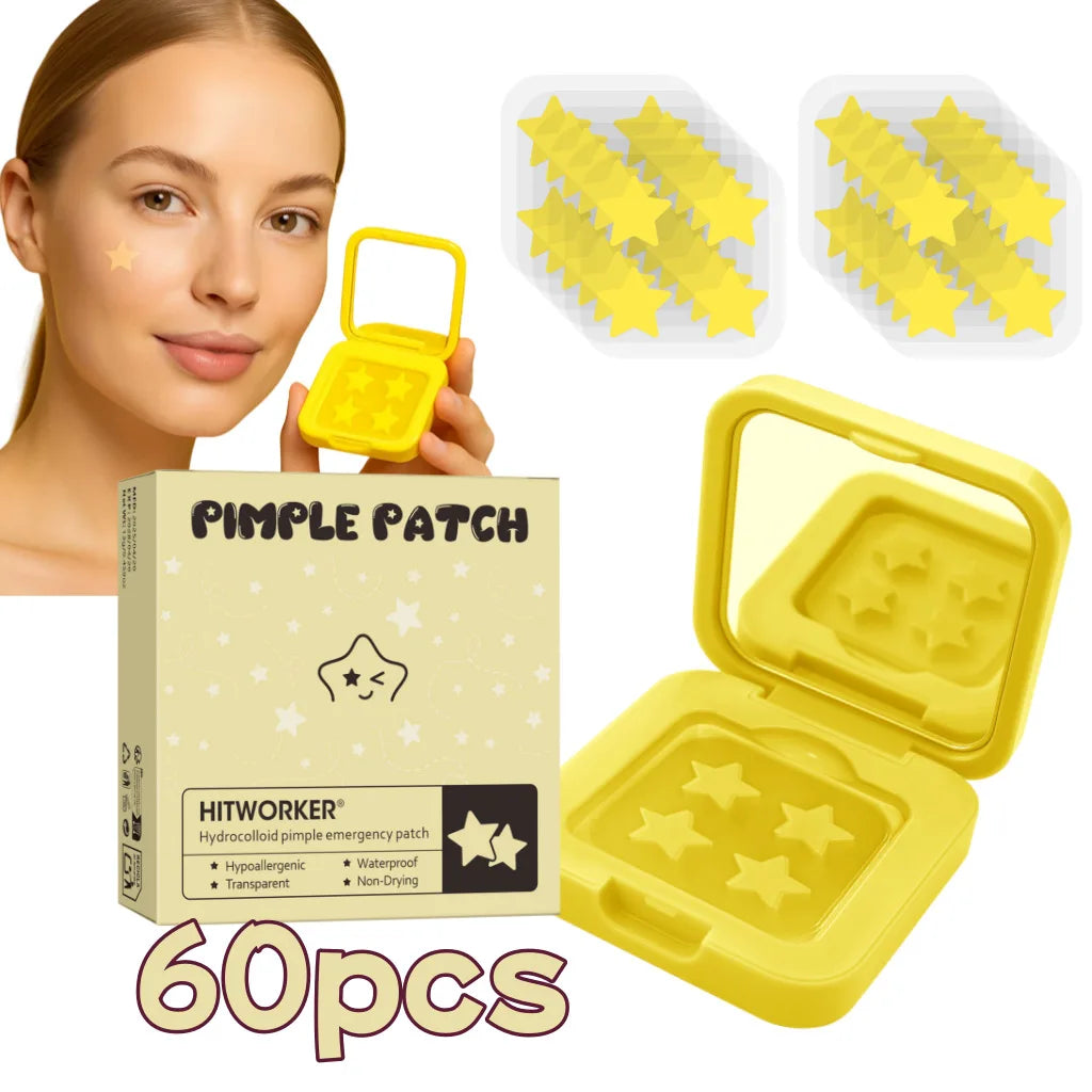 60-Piece Star Blemish Cover Patches + Makeup Mirror | Hydrogel