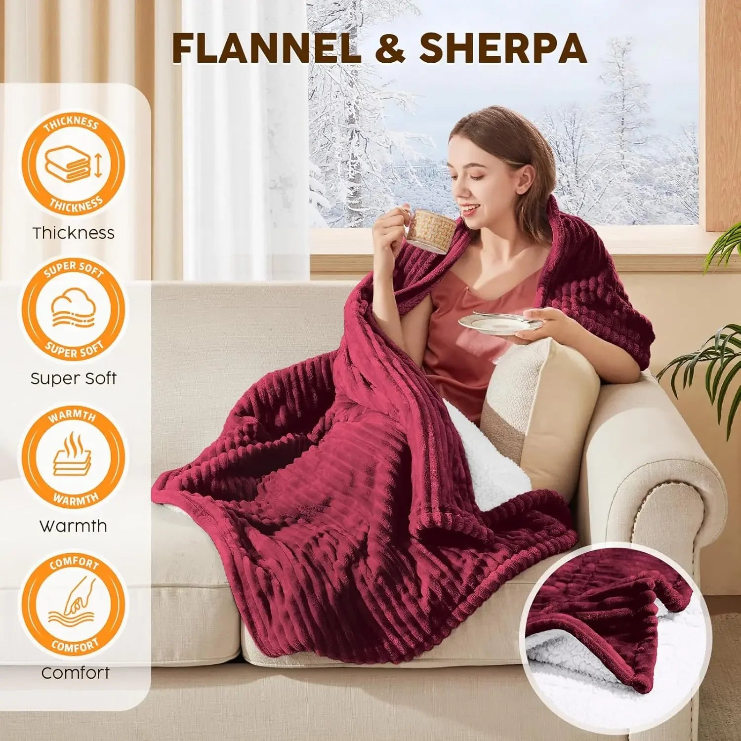 Queen Size Electric Heated Blanket with 5 Heat Settings, Auto Shut-Off & Machine Washable – Red Electric Blankets Peaceful Pleasures Health and Wellness