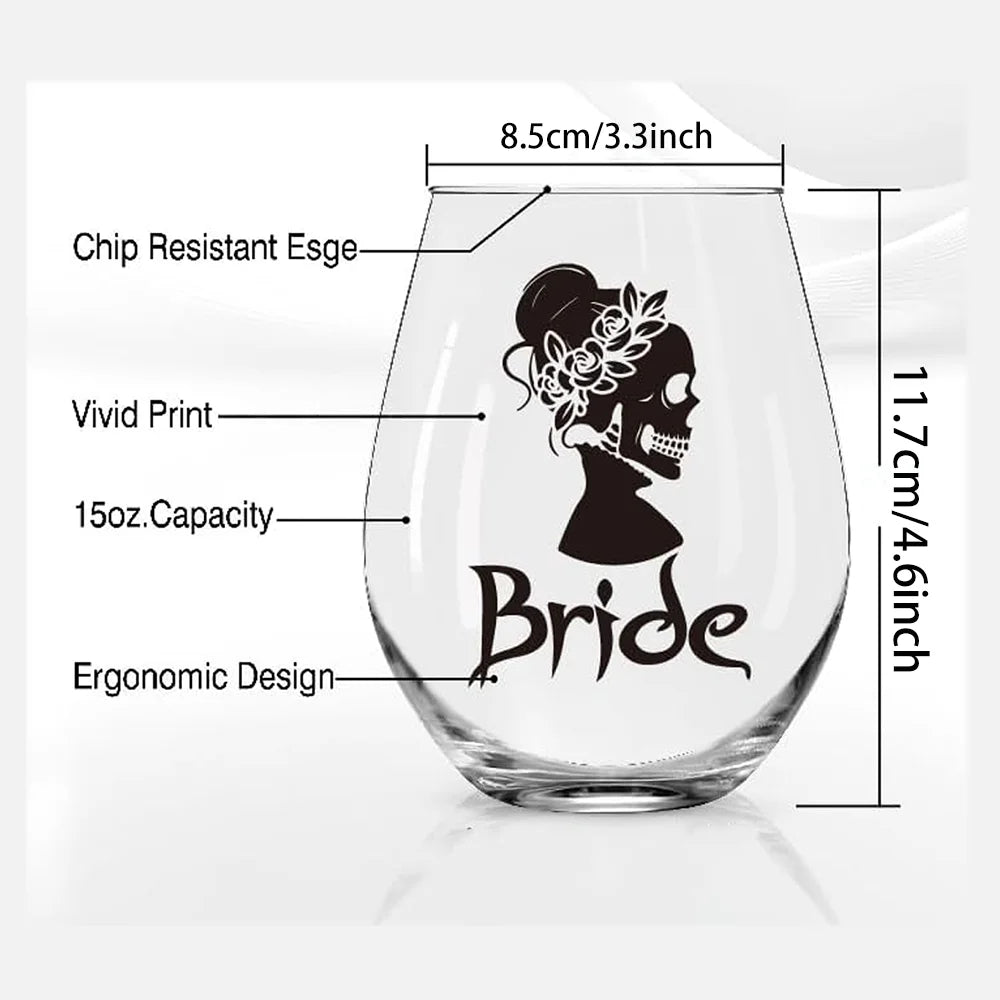 Skull Bride Groom Wine Glass Valentine's Day Autumn Halloween Cup Anniversary Wedding Couple Gift Bachelorette Party Decoration Peaceful Pleasures Health and Wellness