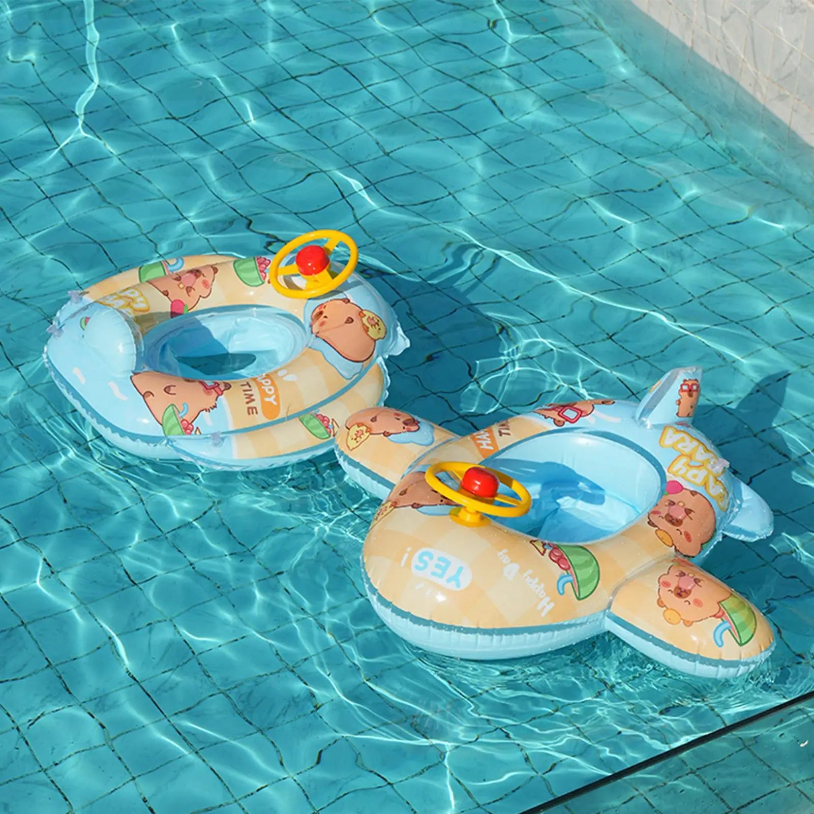 Inflatable Capybara Pool Float Cartoon Animal Floating Raft Kids Swimming Floatie For Summer Party Lake Beach Backyard Garden Peaceful Pleasures Health and Wellness