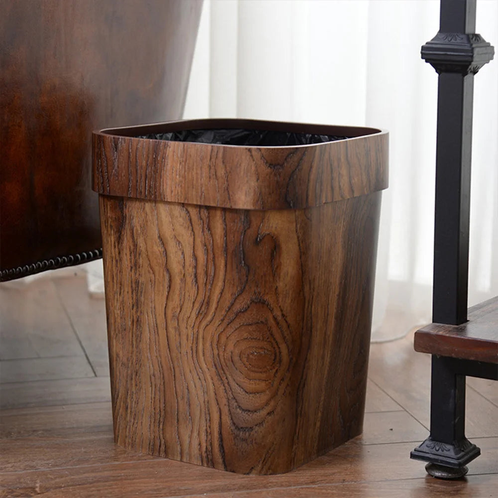 Retro Small Trash Can Stylish Imitated Solid Garbage Can Pail for Bathroom Bedroom Dorm College Peaceful Pleasures Health and Wellness