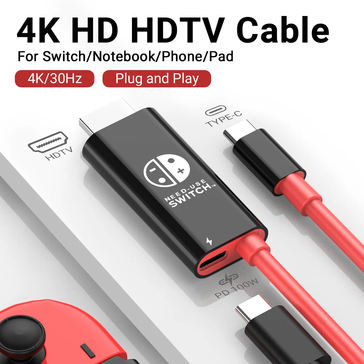 USB-C to HDMI Cable 4K 100W PD | Switch, Laptop, SteamDeck