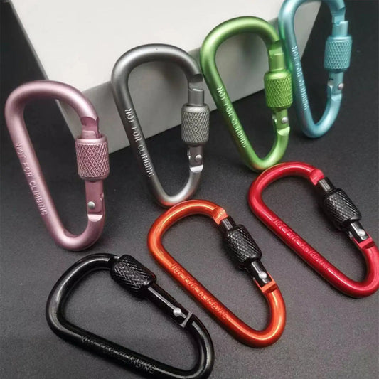 D-Shape Locking Carabiner – Aluminium Alloy Camping Hook Clip Locking Carabiner Clip Oasis Select