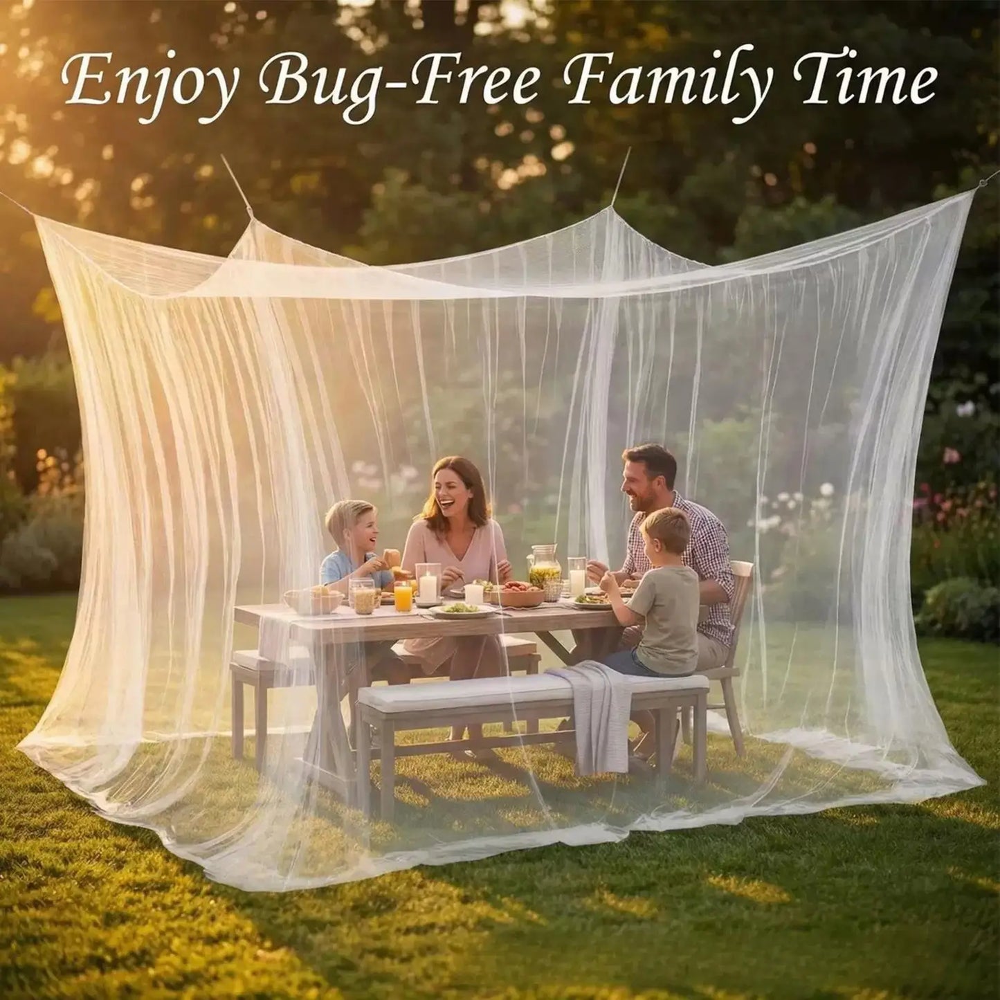 Four-Door Square Canopy Mosquito Net – Bed, Patio & Camping