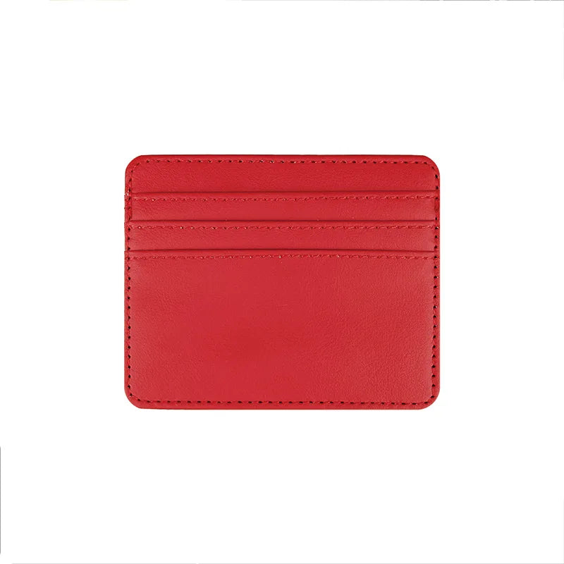 Travel-Ready PU Leather Card Holder Top Open Multi Card Slot Vintage Card Case Slim Wallet for Men and Women 8x10cm Peaceful Pleasures Health and Wellness Red