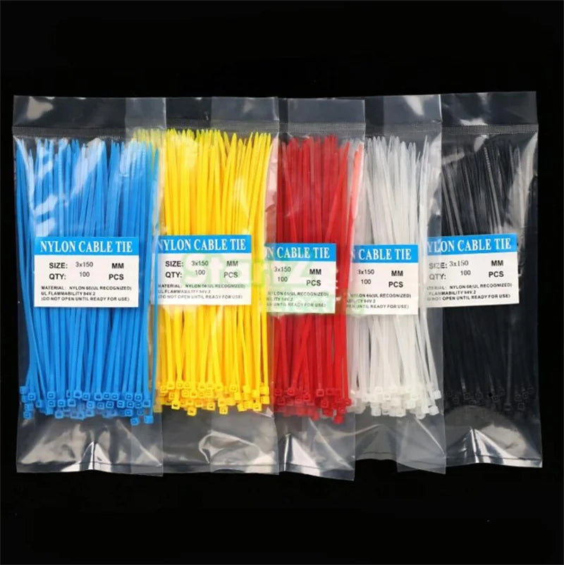 New 100Pcs/bag Nylon Cable Ties Cable Tie Self-locking Plastic Tie White Organiser Fasten Cable Wire Cable Zip Ties Random Color Peaceful Pleasures Health and Wellness