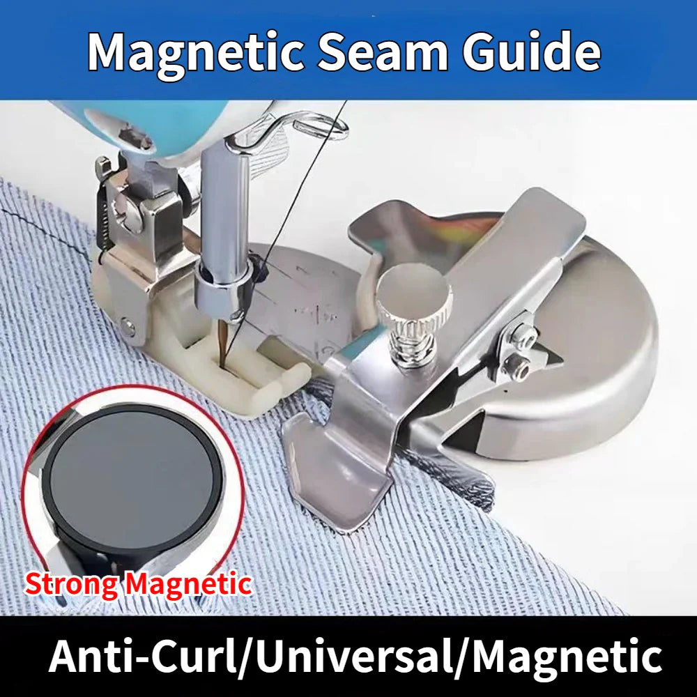 Magnetic Hem Guide Sewing Ruler | Universal Machine Attachment
