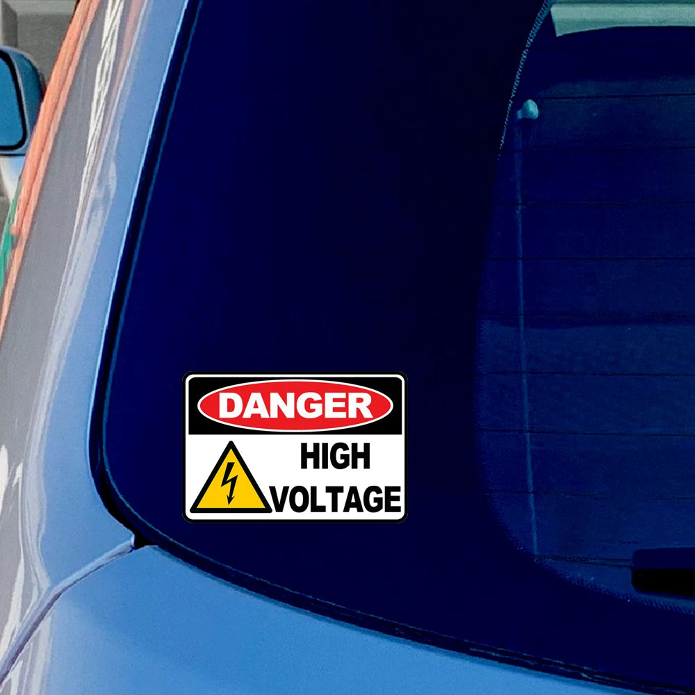 12.7CM Wide Warning HIGH VOLTAGE Car Sticker And Decal for Windows, Cars, SUV, Trucks 2Pcs Peaceful Pleasures Health and Wellness