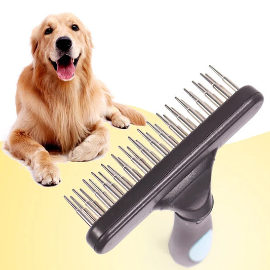 Dog Deshedding Dematting Rake – Double Row Pins for Dogs & Cats Pet Deshedding Rake Peaceful Pleasures Health and Wellness