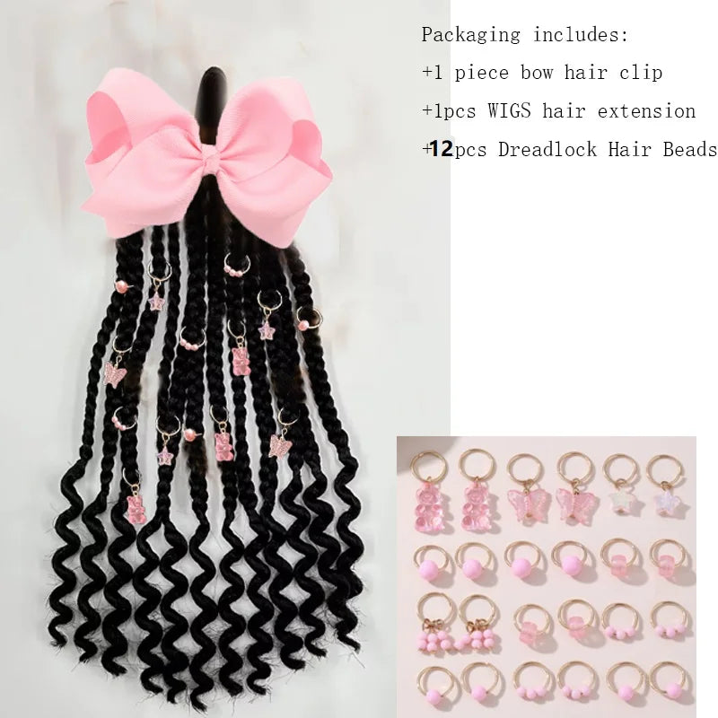 Kid Ponytail Braid Hair Extensions with Curly Ends - Elastic with Butter/ Dreadlock Hair Beads- Protective Hairstyle Detachable Peaceful Pleasures Health and Wellness Dreadlock Hair bead6