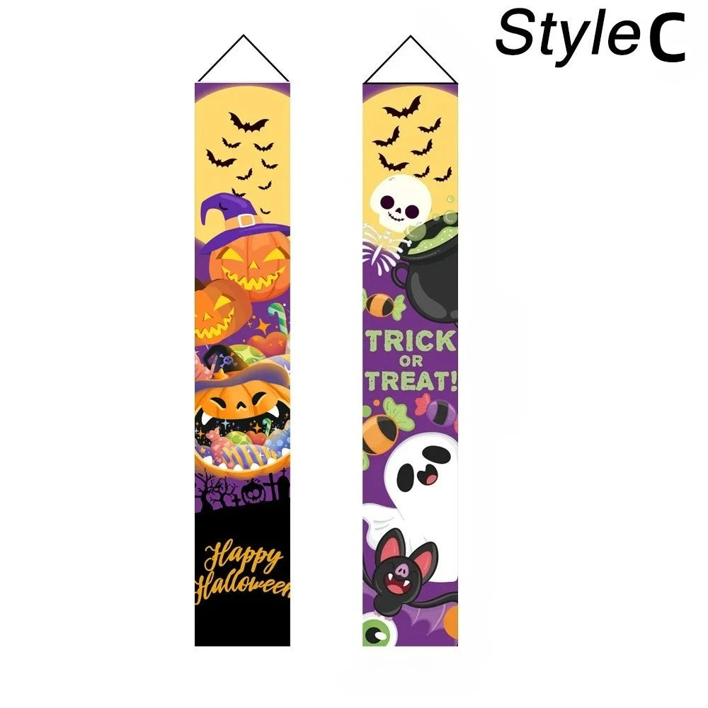 Halloween & Christmas Door Curtain Banner | Holiday Decor Flag