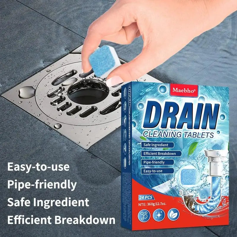 24-Pack Drain Cleaning Tablets | Sink, Shower & Bathtub Unclogger