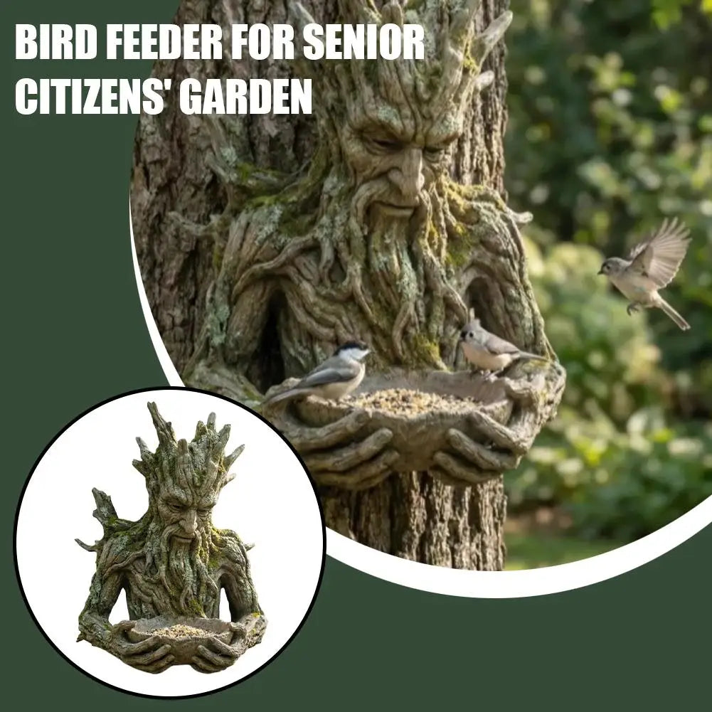 Tree Face Bird Feeder | Resin Old Man Tree Garden Sculpture