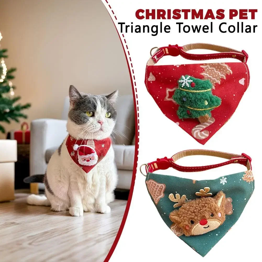 Adjustable Christmas Scarf For Dog Cat Saliva Towel Fashionable Neck Scarf Ring Triangle Bib Neckerchief Pet Supplies Peaceful Pleasures Health and Wellness