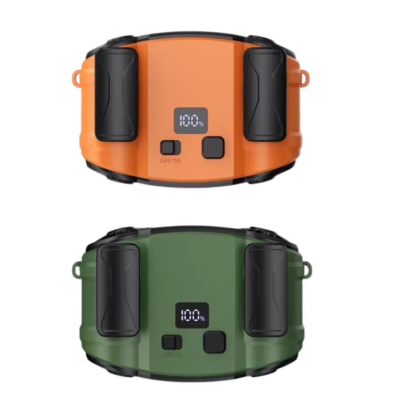 Waist Clip Fan Portable Mini Hanging Neck Fan USB Rechargeable Fan Small Outdoor Camping Sports Waist Fan with Power Bank LED Li Peaceful Pleasures Health and Wellness Orange x 1 Green x 1