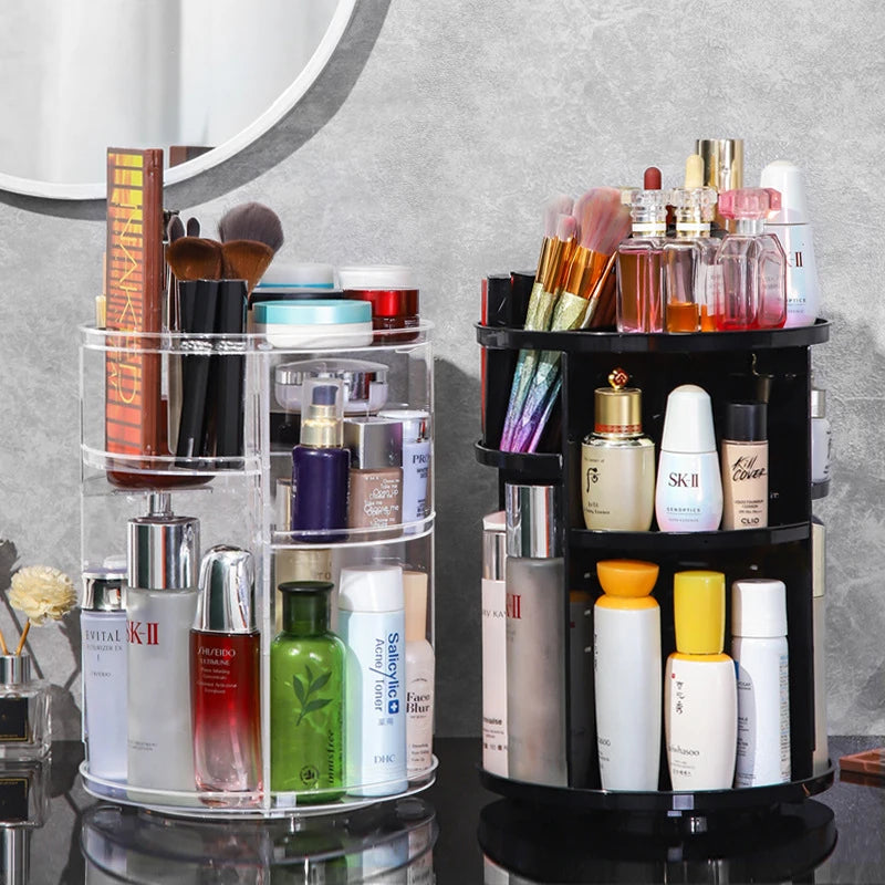 360 Degree Rotating Cosmetic Storage Rack Adjustable Layer Cosmetic Storage Rack With Slot Top Rotating Skincare Device Peaceful Pleasures Health and Wellness