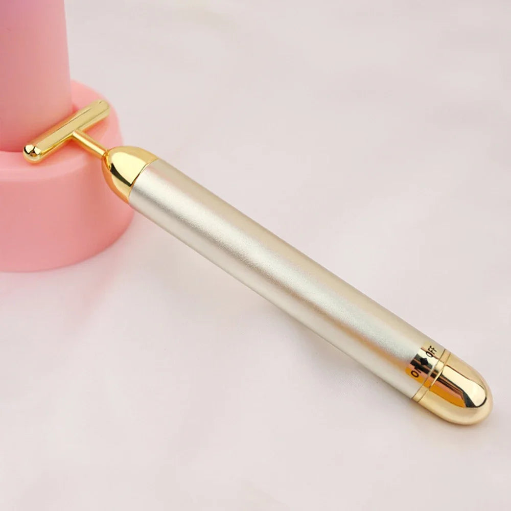 24K Gold Facial Beauty Bar | Vibrating Firming Roller Massager