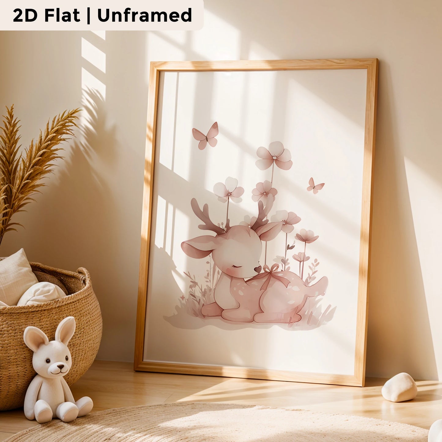 3-Piece Butterfly Fairy Deer Canvas Wall Art Print | Home Decor