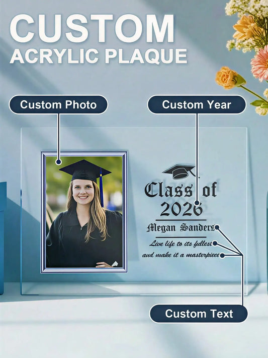Custom Photo Acrylic Plaque Personalized Name Text Sign Graduation Gift Custom Portrait Frame Room Decor Gift for Her Him Peaceful Pleasures Health and Wellness
